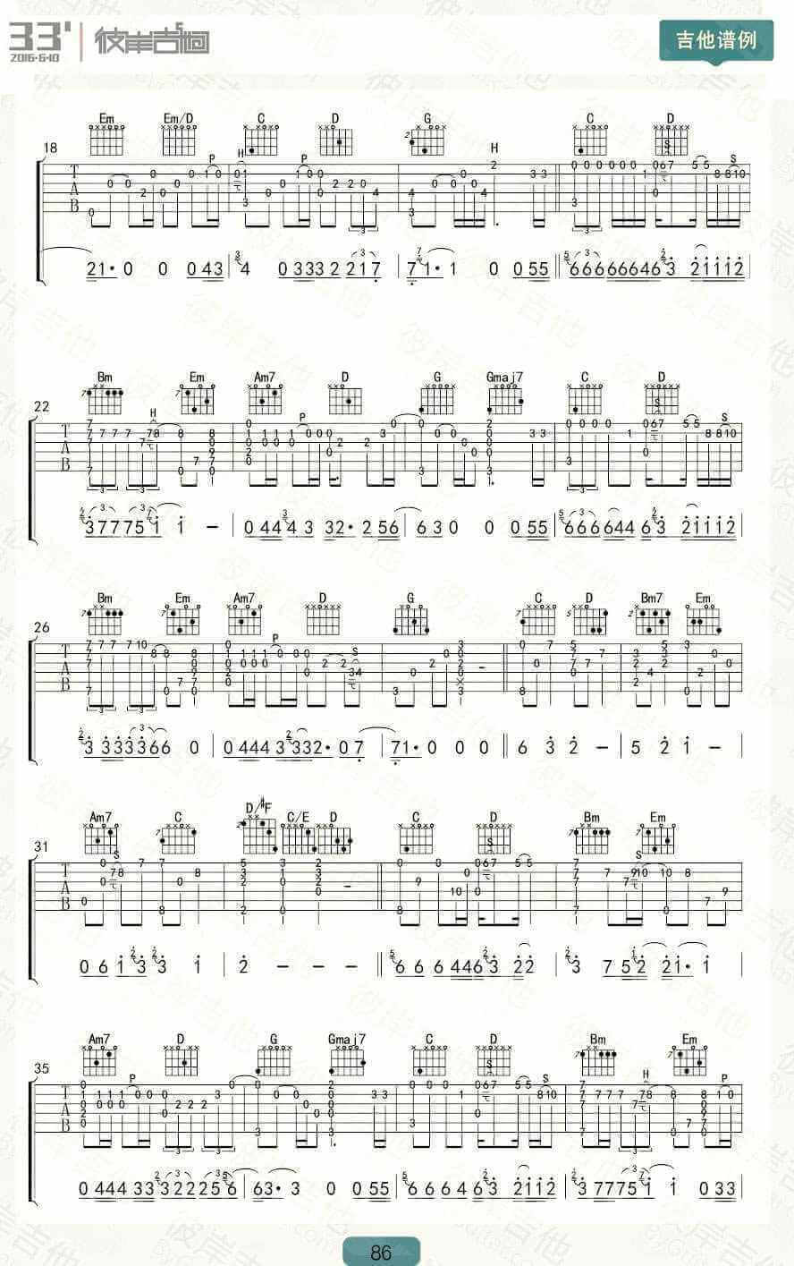 南山南指弹谱、马頔(张磊版本改编)、南山南吉他独奏谱插图1