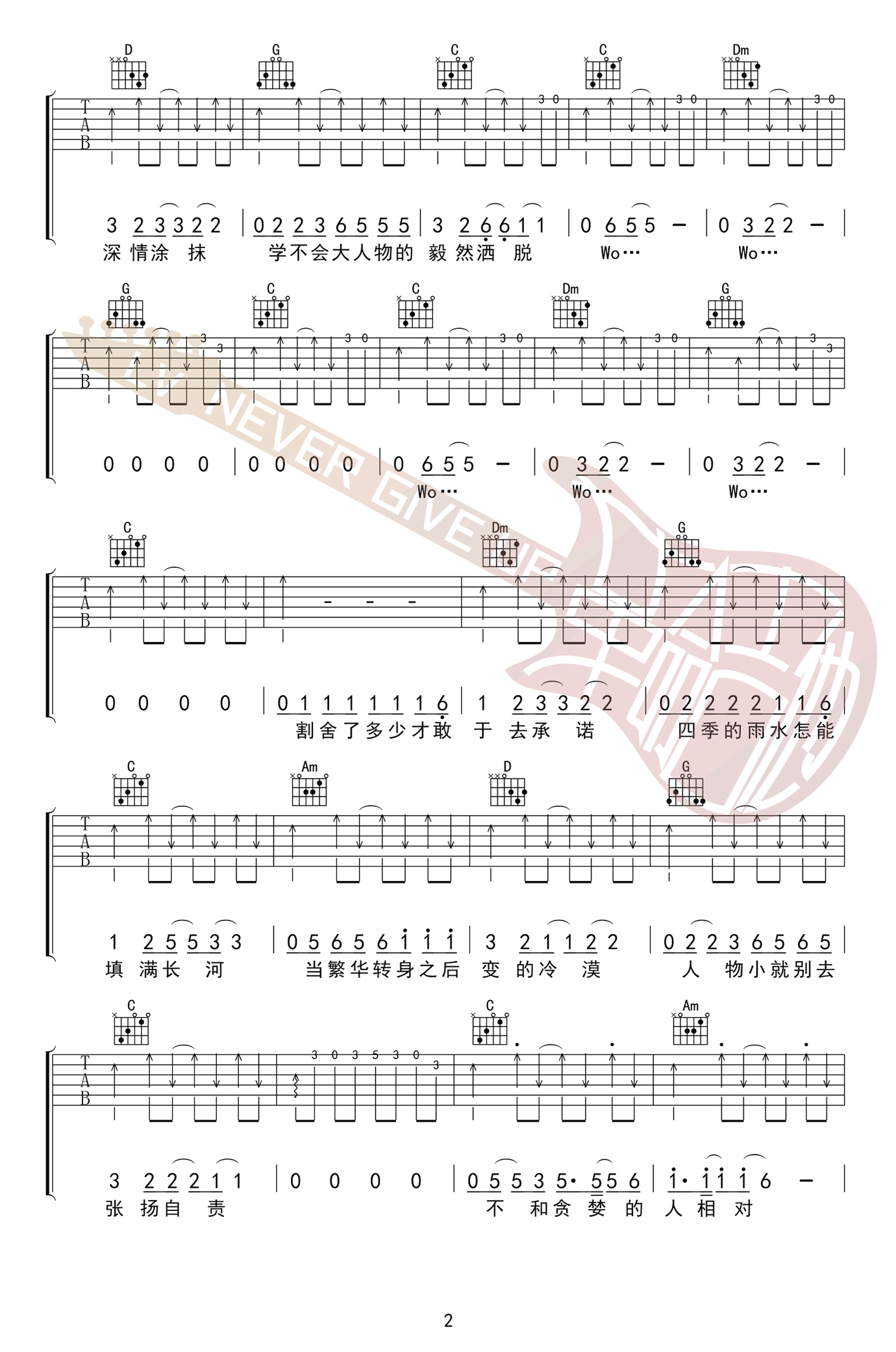 小人物吉他谱-赵雷-C调弹唱谱-高清图片谱插图2