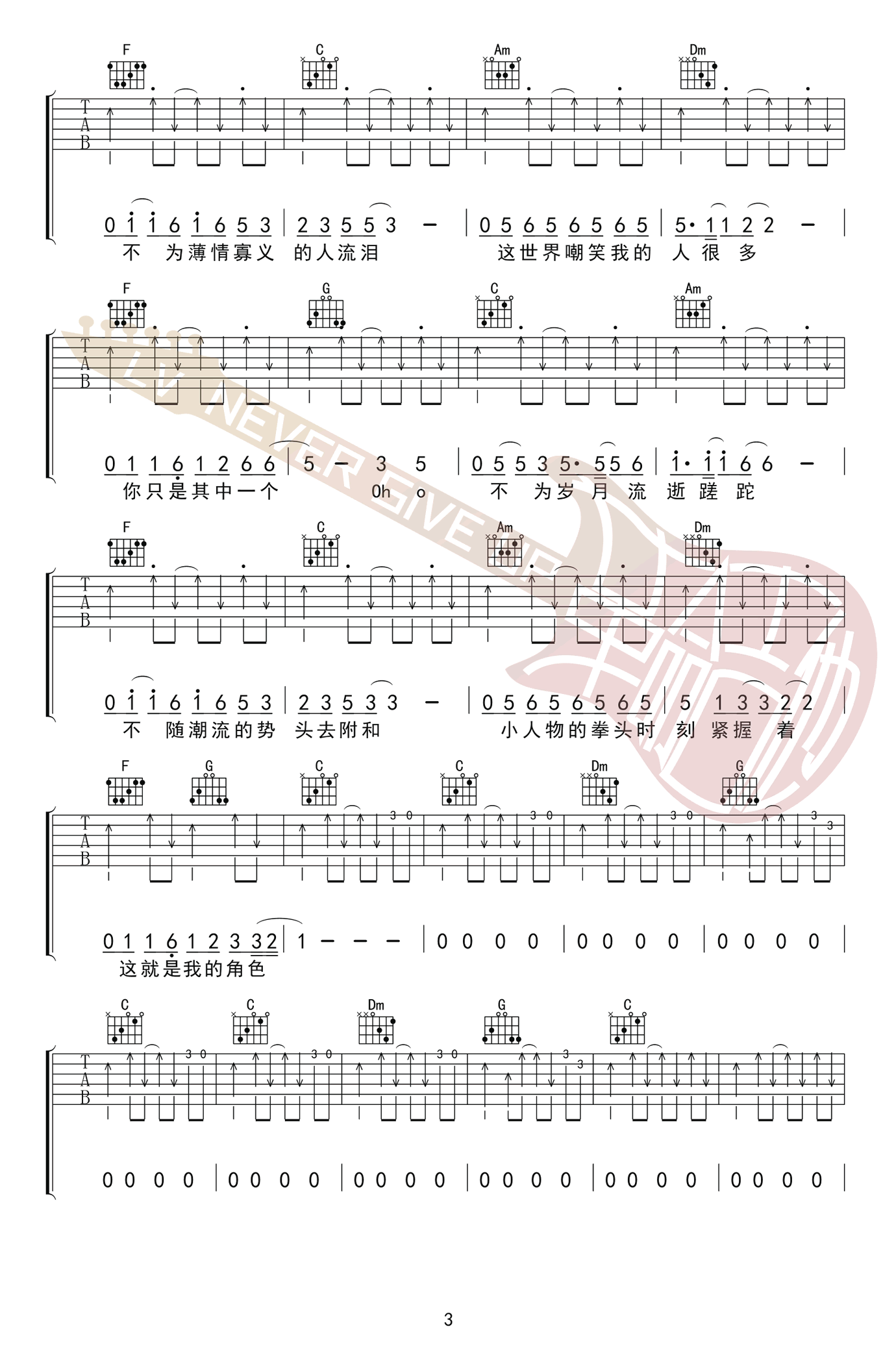 小人物吉他谱-赵雷-C调弹唱谱-高清图片谱插图4