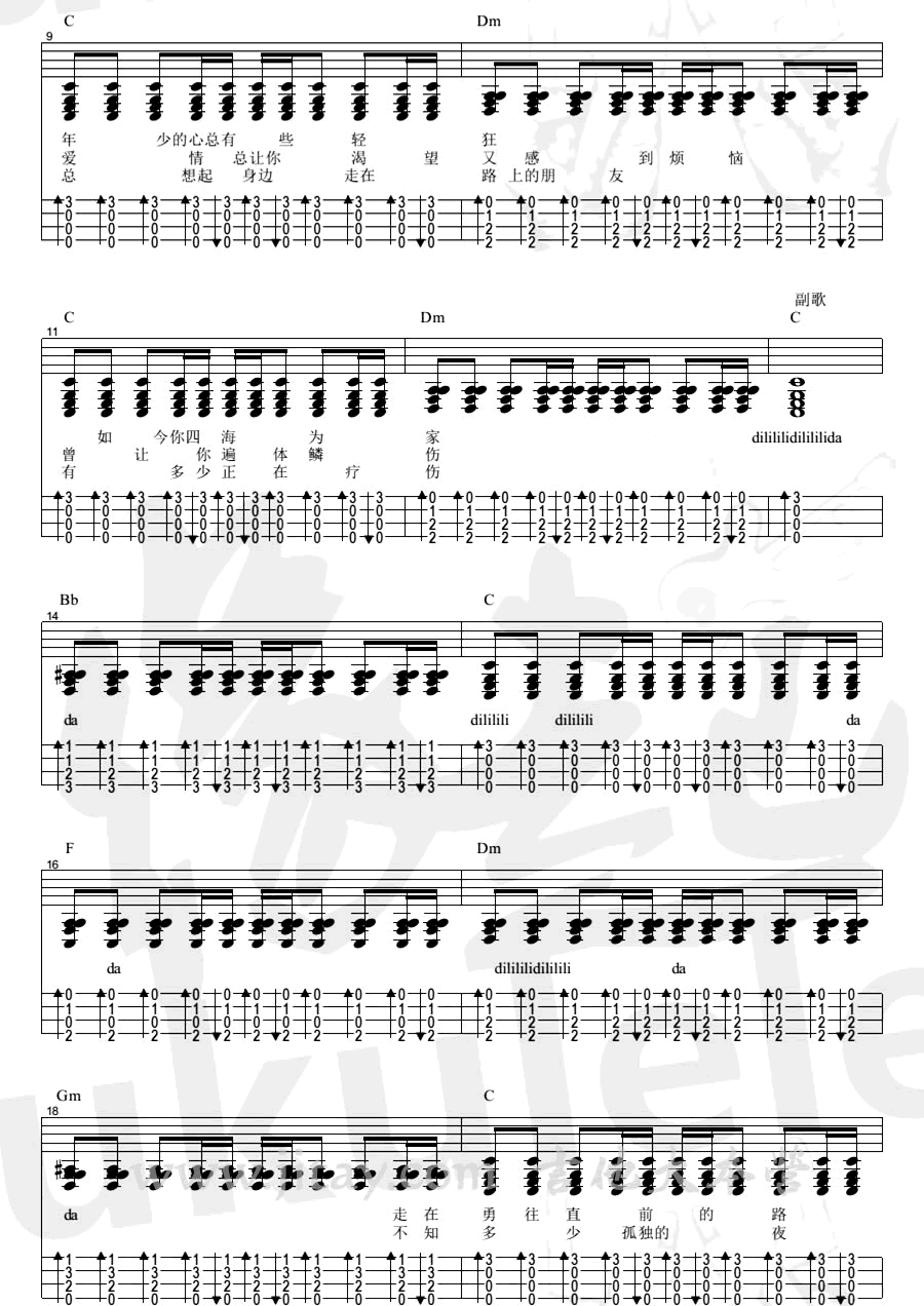 曾经的你尤克里里谱-许巍-ukulele弹唱谱插图1