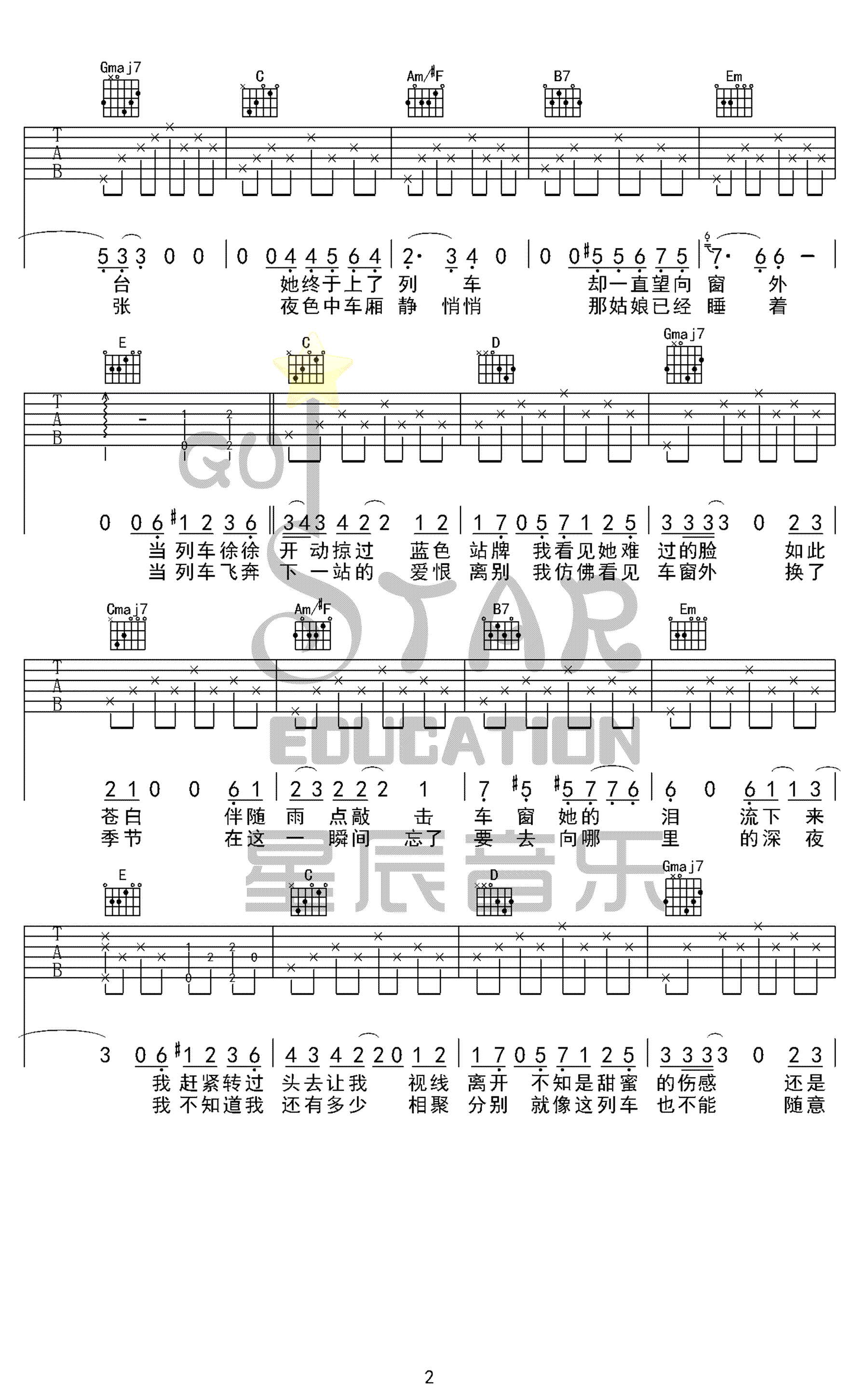 李健《车站》吉他谱-G调-超级还原版-弹唱谱插图2