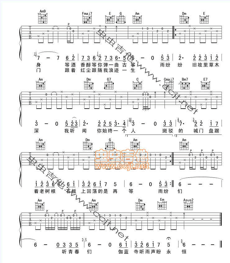 《烟花易冷》吉他谱-周杰伦-C调简单版插图2