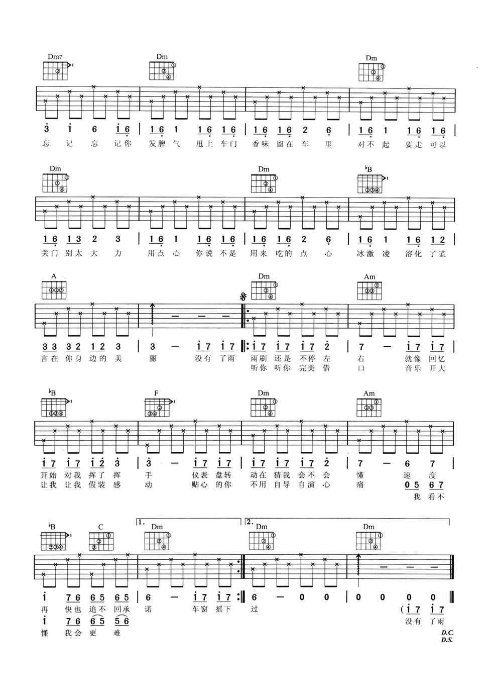自导自演吉他谱 F调六线谱-简单版-周杰伦插图1