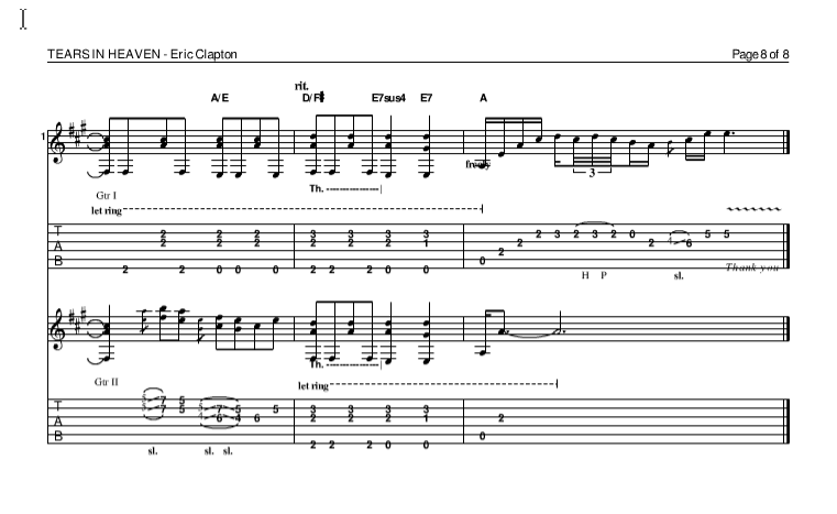 泪洒天堂指弹谱 原调六线谱-精选版-Eric Clapton插图14