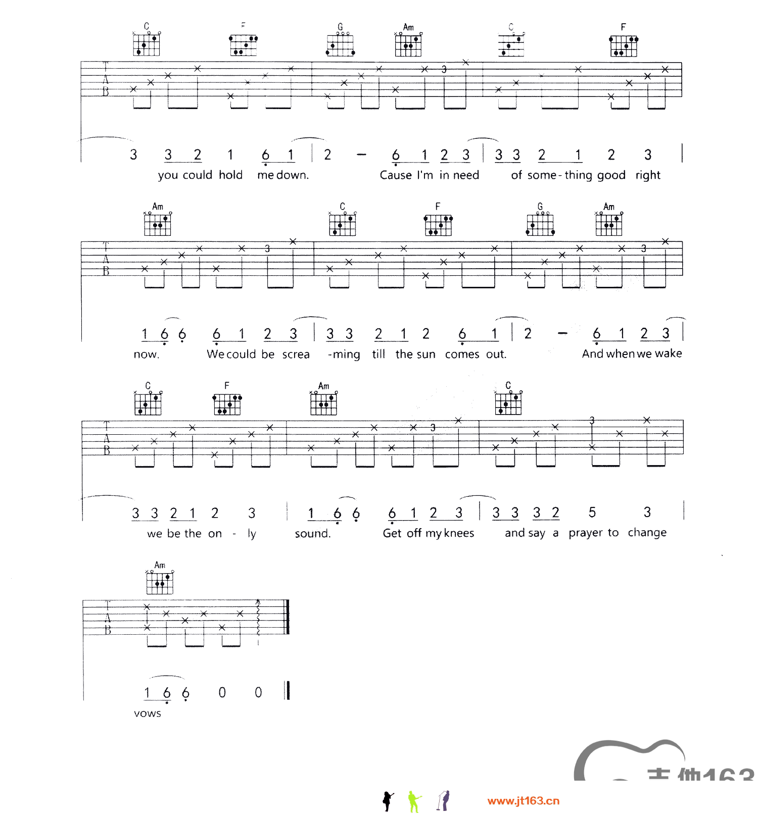 98k之歌吉他谱 E调六线谱-简单版-Fitz & The Tantrums插图6