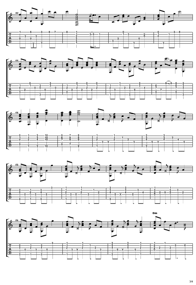 最后吉他指弹谱 C调六线谱-简单版-梁静茹插图4