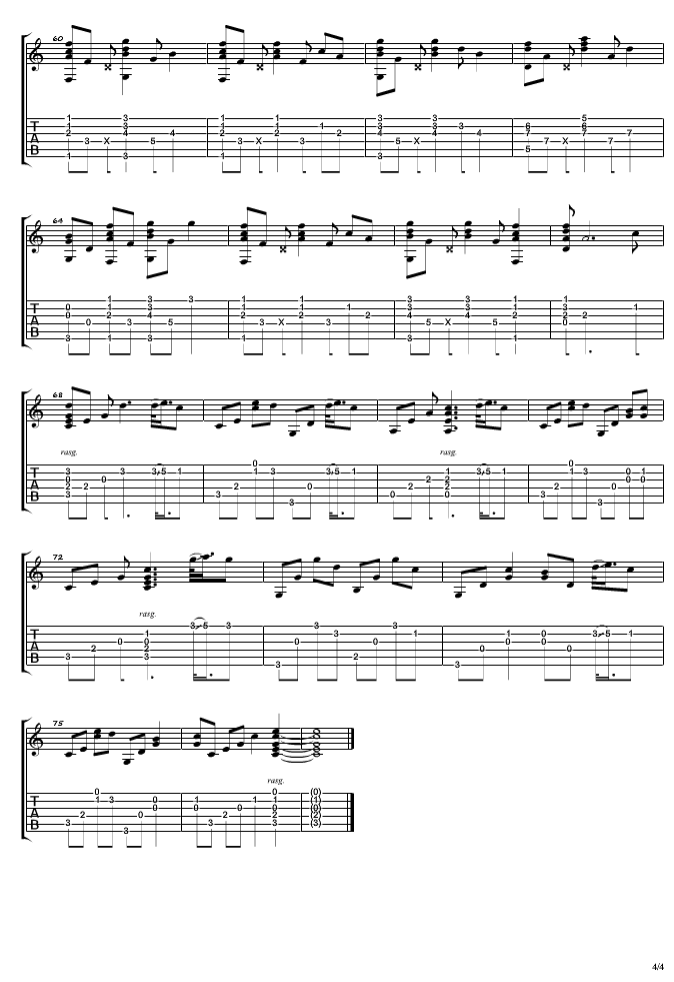 最后吉他指弹谱 C调六线谱-简单版-梁静茹插图6