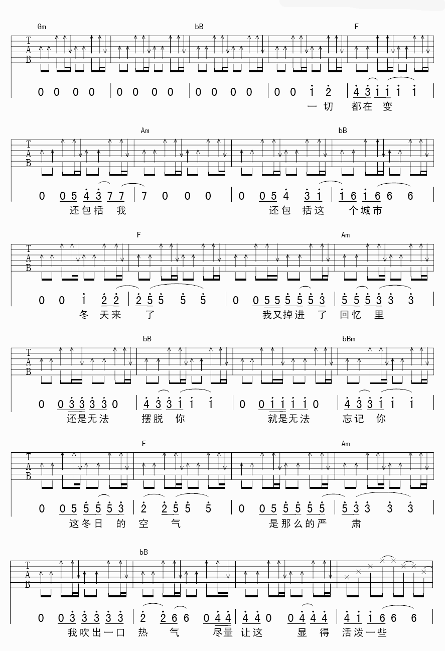 如果冬天吉他谱 F调六线谱-扫弦版-王凡瑞插图2