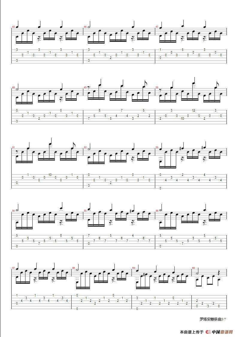 拉利亚的祭典吉他指弹 原版六线谱-中国曲谱网编配-莫扎尼插图4