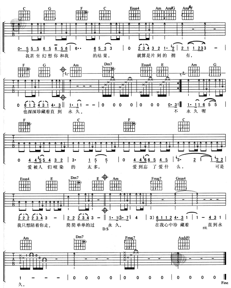 幻想吉他谱 C调六线谱-简单版-阿杜插图2