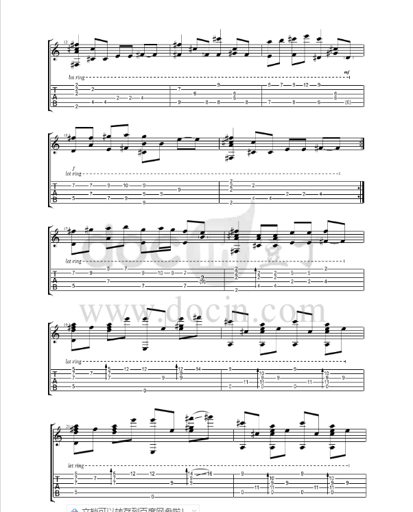 欢沁吉他指弹谱 原版六线谱-林海插图2