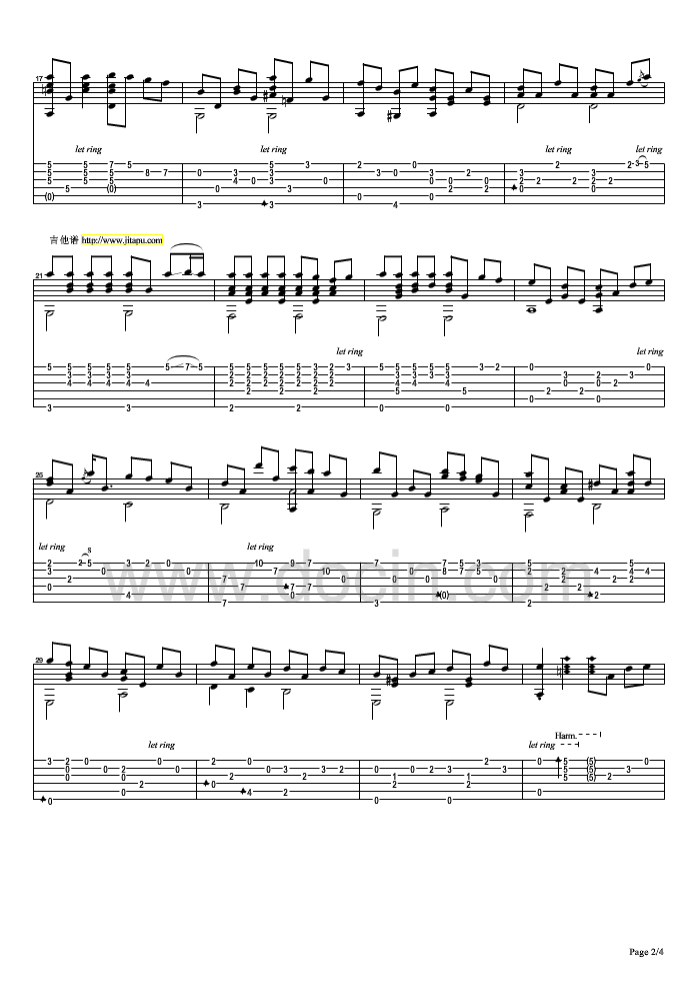 樱花盛开的时候吉他指弹谱 六线谱原版-押尾桑插图2