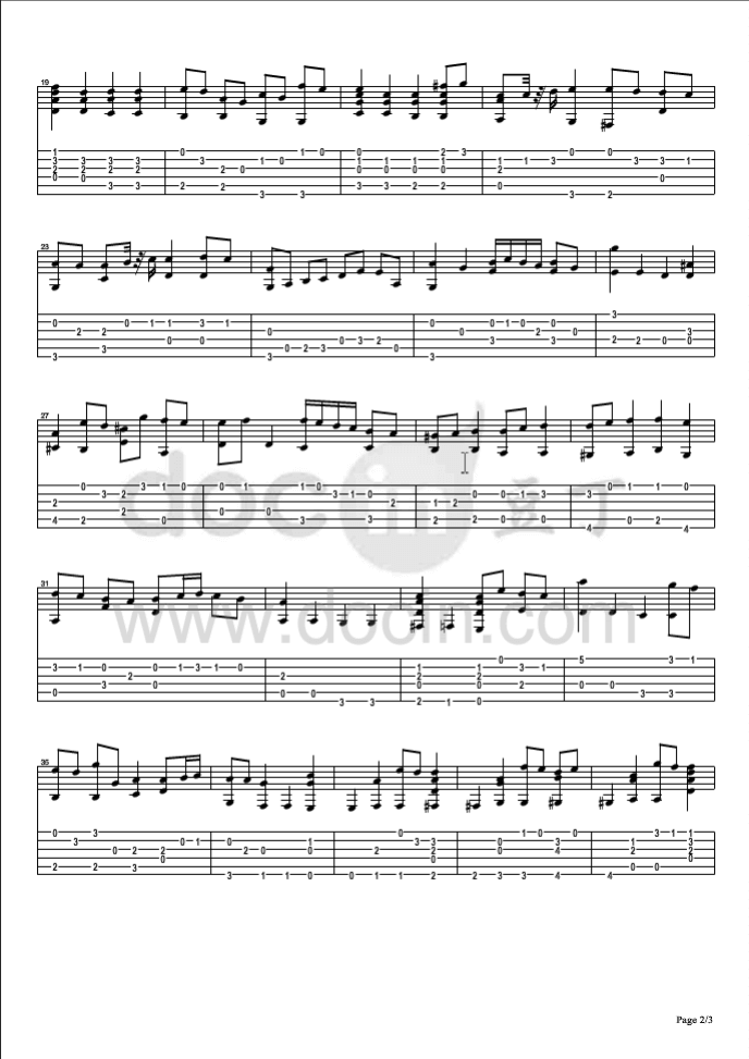 Air On A G String吉他指弹谱 六线谱-Bach插图2