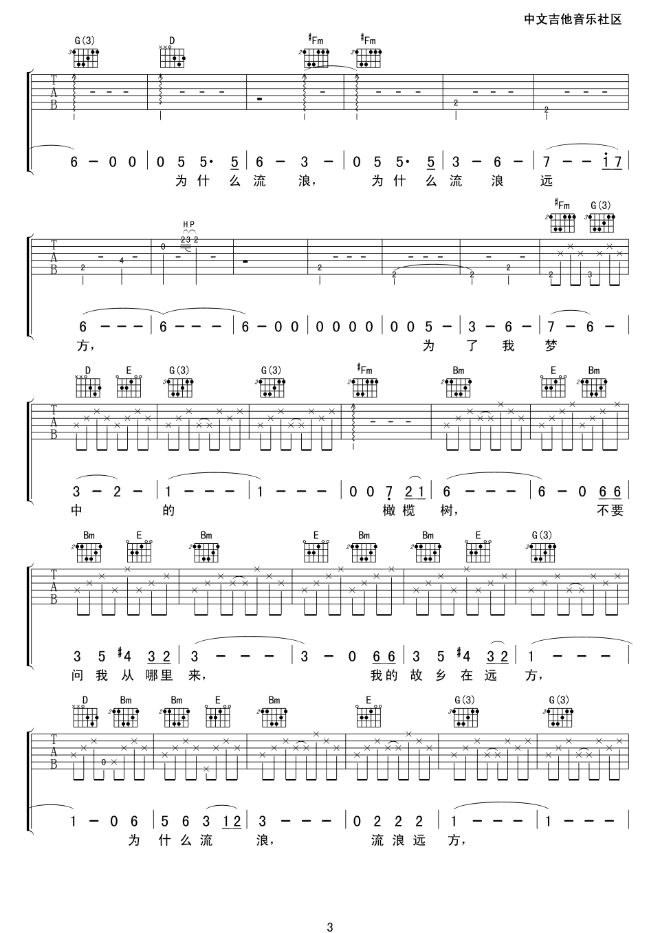 橄榄树吉他谱 D调简单版-17吉他编配-齐豫插图4