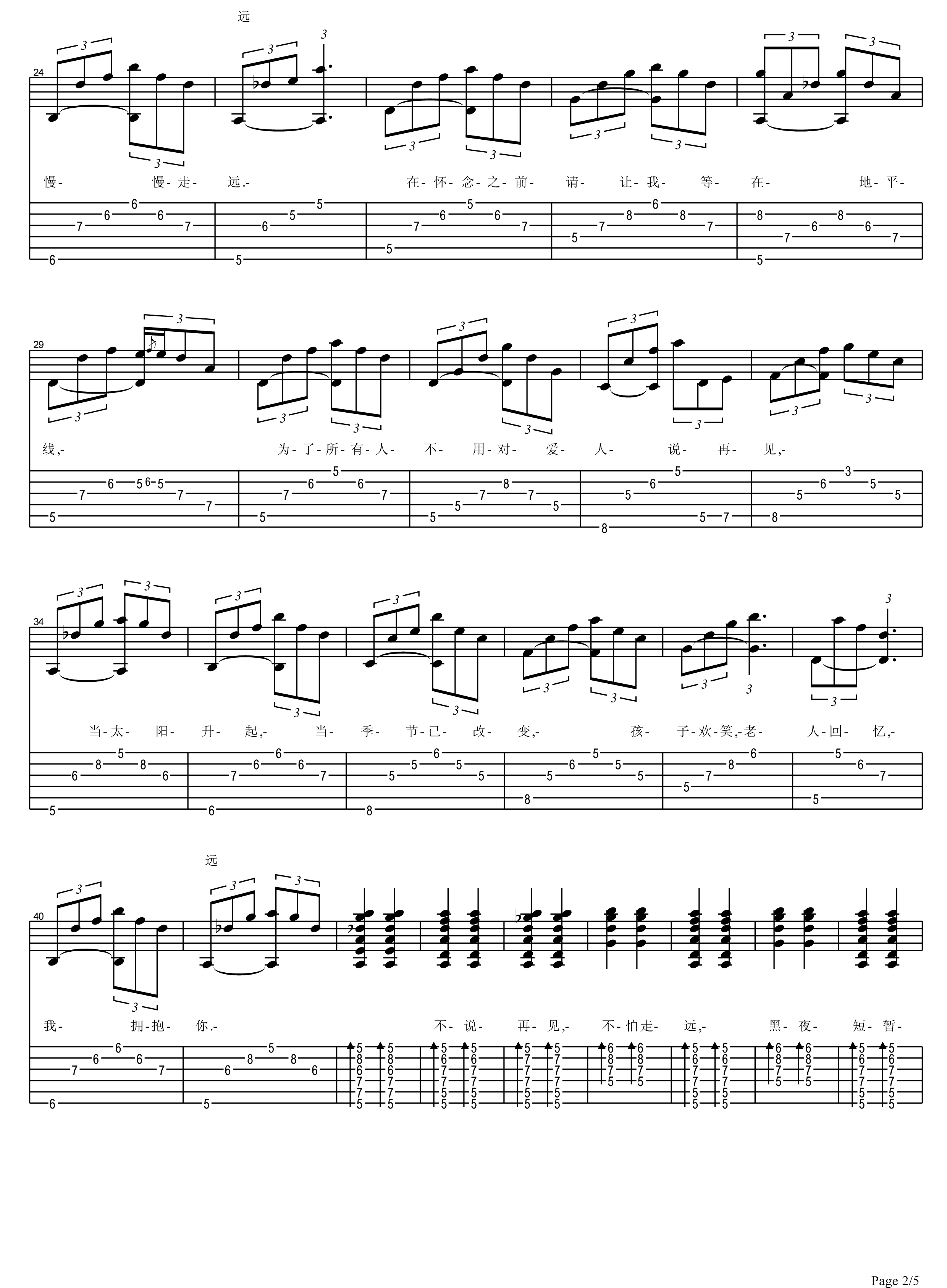 地平线吉他谱 高清六线谱-简单版-马又上插图2