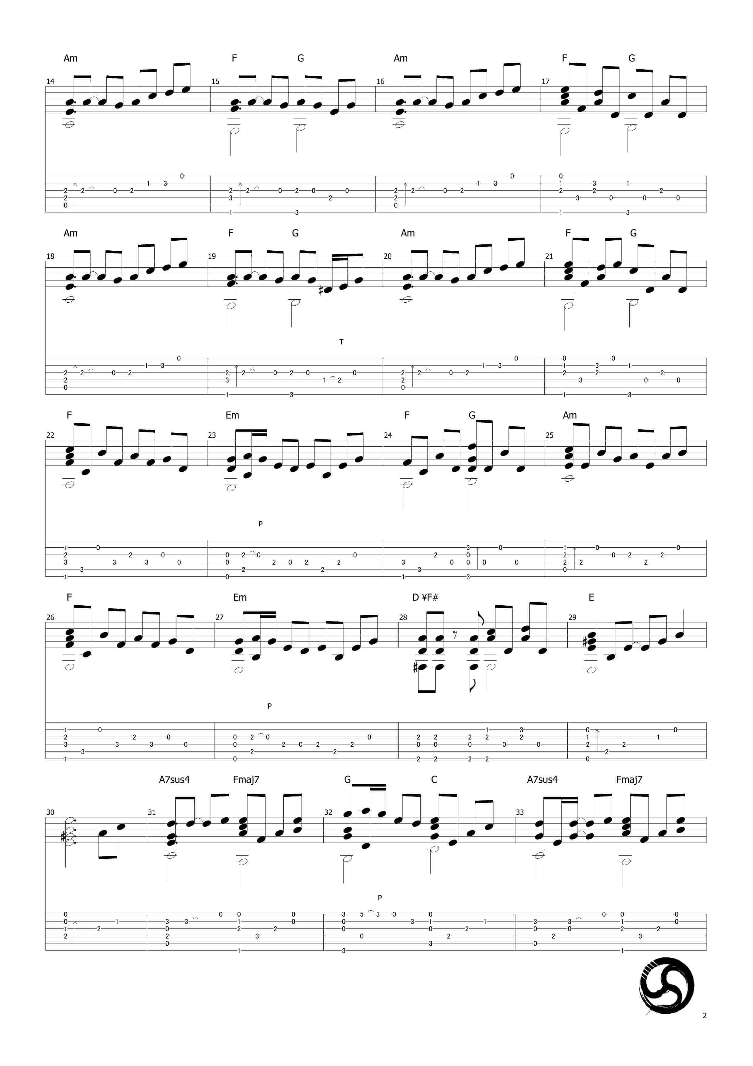 千本樱吉他谱-A调-指弹独奏谱-原版独奏-武士桑插图1