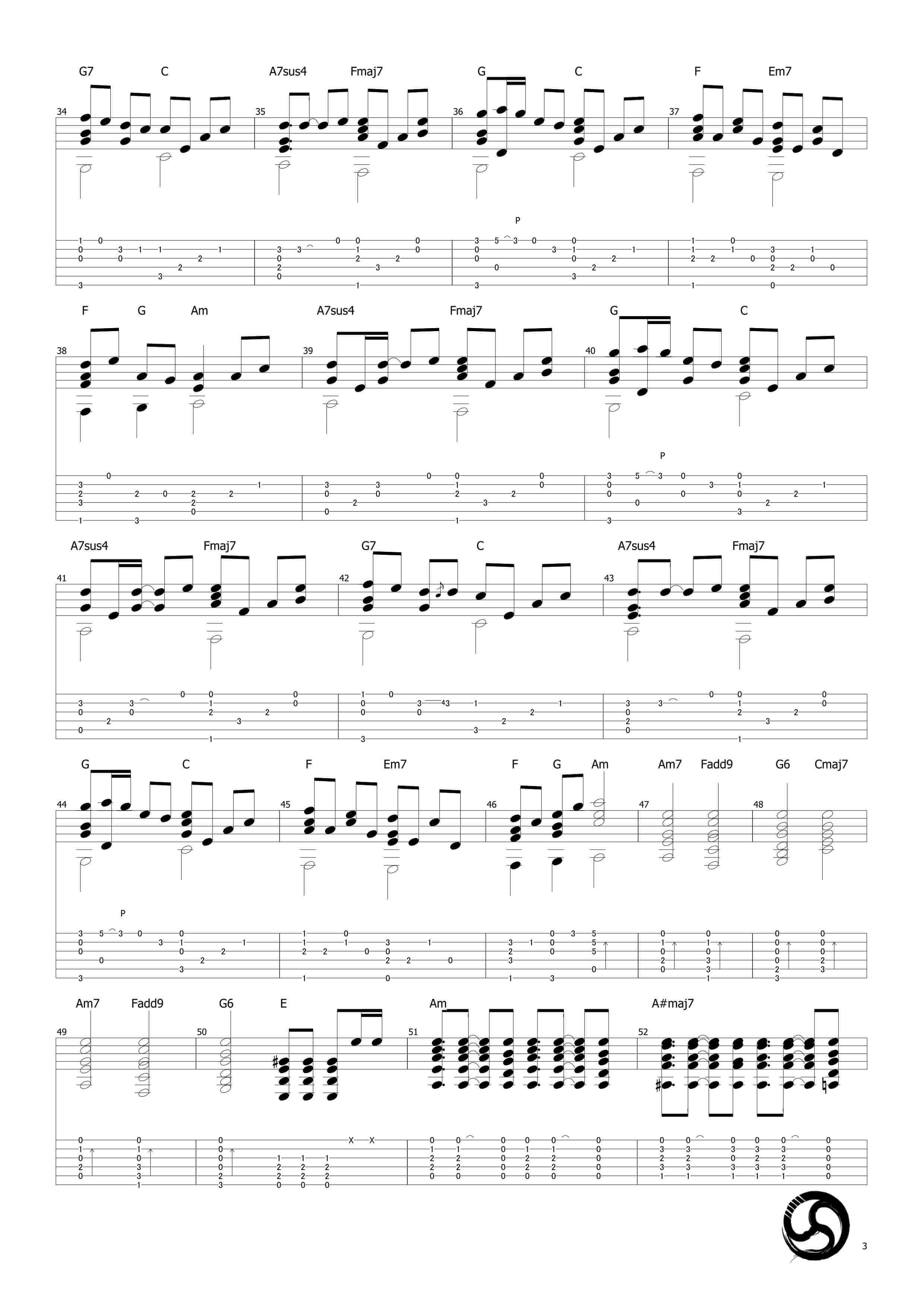 千本樱吉他谱-A调-指弹独奏谱-原版独奏-武士桑插图2