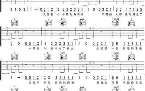 年年吉他谱-徐秉龙-《年年》C调原版弹唱六线谱-高清图片谱