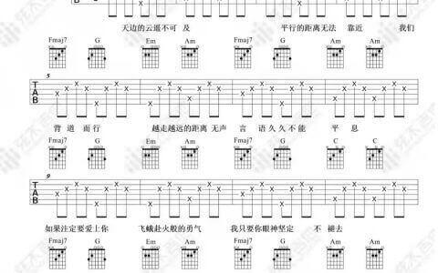 《云与海》吉他谱-阿YueYue-C调简单版弹唱六线谱-高清图片谱