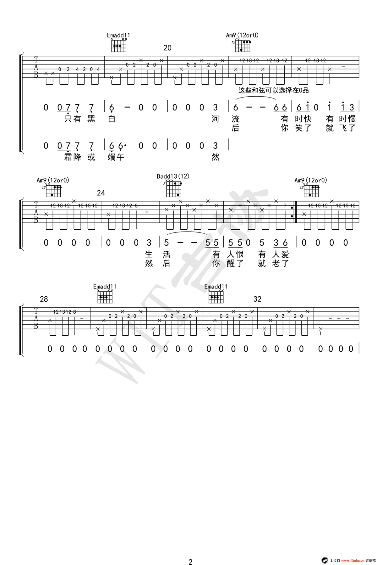 克兰河吉他谱-李志-《克兰河》G调原版弹唱六线谱-高清图片谱插图2