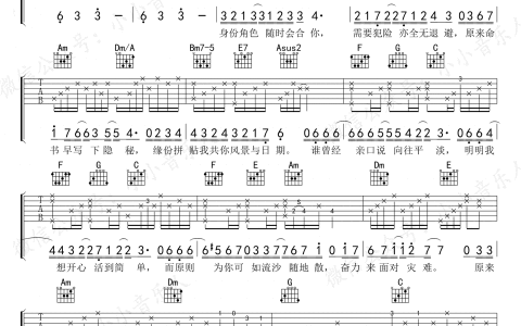 《忘记我自己》吉他谱-菊梓乔-C调弹唱六线谱-高清图片谱