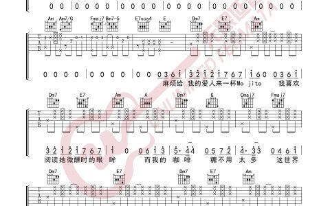 Mojito吉他谱-周杰伦-《Mojito》C调弹唱六线谱-高清图片谱
