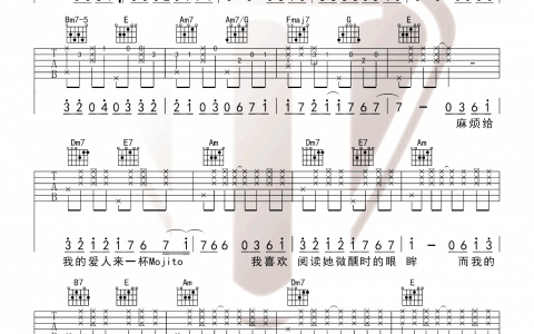 《Mojito》吉他谱-周杰伦-C调简单版弹唱谱-高清六线谱