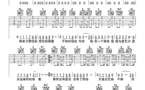 《回忆总想哭》吉他谱-姜玉阳-G调原版弹唱谱-高清六线谱