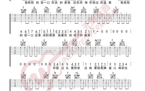 甜甜的吉他谱-周杰伦-《甜甜的》C调弹唱谱-高清六线谱缩略图