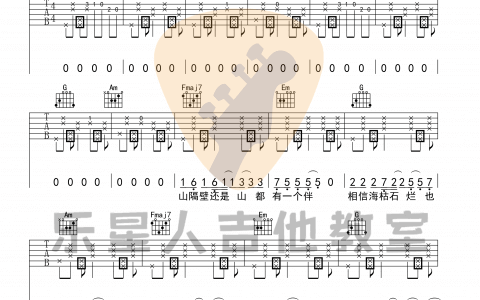 麻雀吉他谱-李荣浩-《麻雀》C调中级版弹唱谱-高清六线谱
