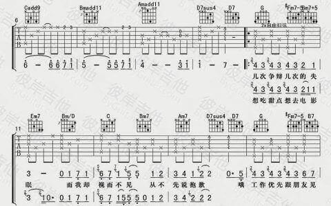《一点点》吉他谱-周杰伦-G调原版弹唱六线谱-高清图片谱