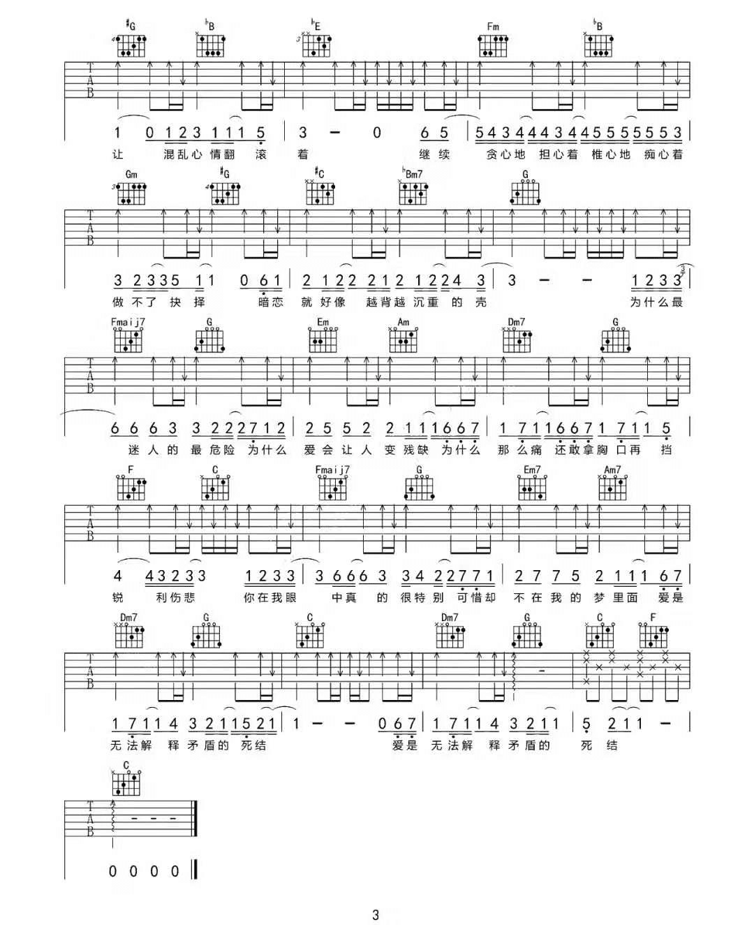 《迷人的危险》吉他谱-尚士达-G调原版弹唱六线谱-高清图片谱插图2