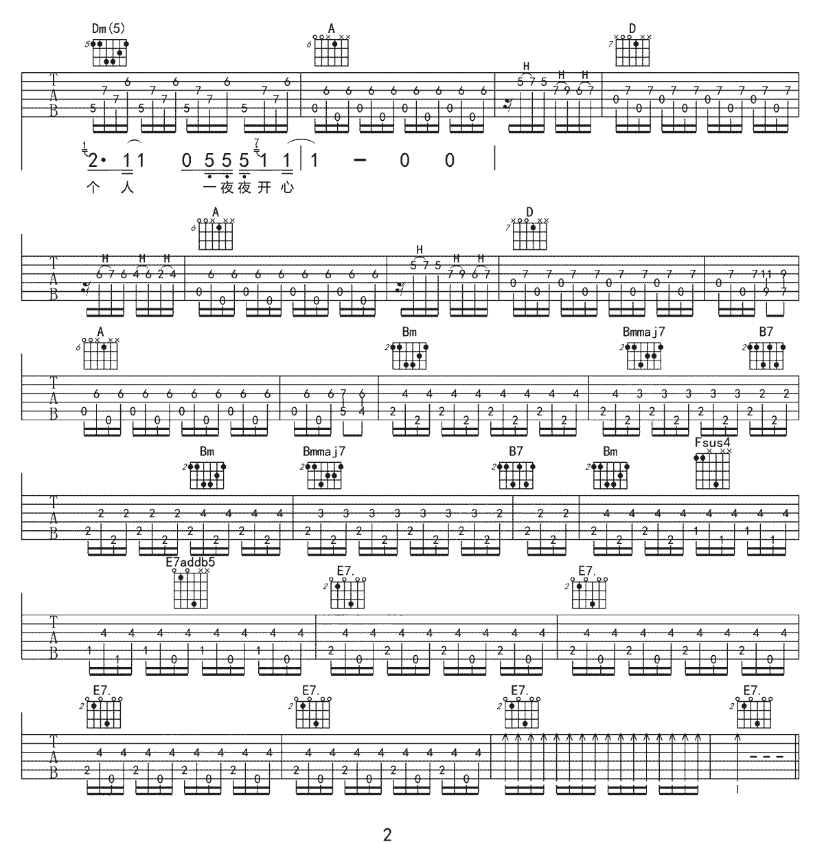 日吉他谱-李志-《日》A调原版弹唱六线谱-高清图片谱插图1