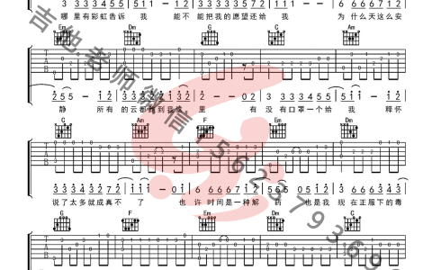 彩虹吉他谱-周杰伦-《彩虹》C调简单版独奏六线谱-指弹吉他教学