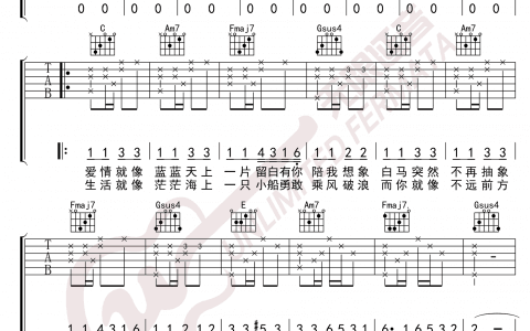 画吉他谱-邓紫棋-《画》C调简单版弹唱谱-高清六线谱