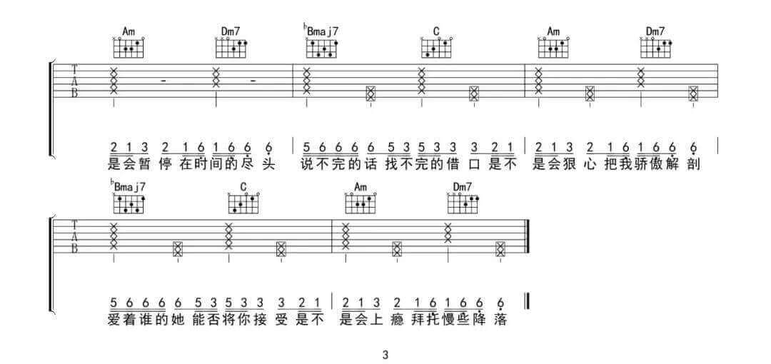 《心如止水》吉他谱-Ice Paper-F调原版弹唱六线谱-高清图片谱插图2