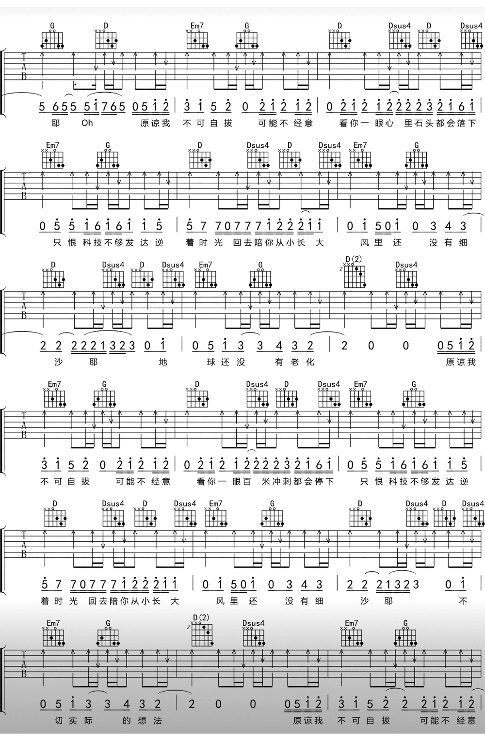 形容吉他谱-沈以诚-《形容》G调原版弹唱谱-形容六线谱插图4