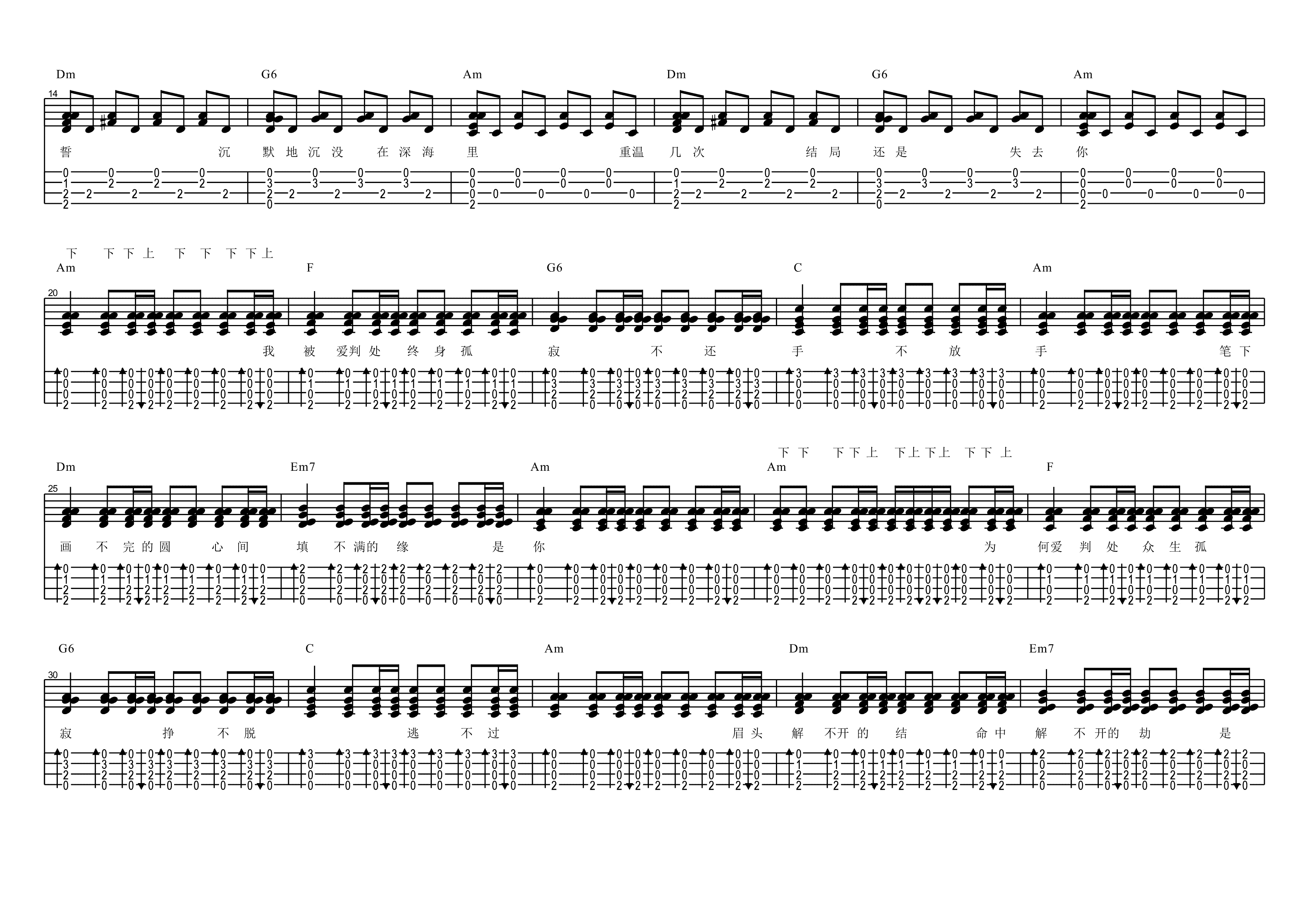 《默》中国好声音纯享版 周杰伦 ukulele谱 教程插图1