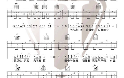 《沉默是金》吉他谱-张国荣-C调简单版弹唱谱-高清六线谱