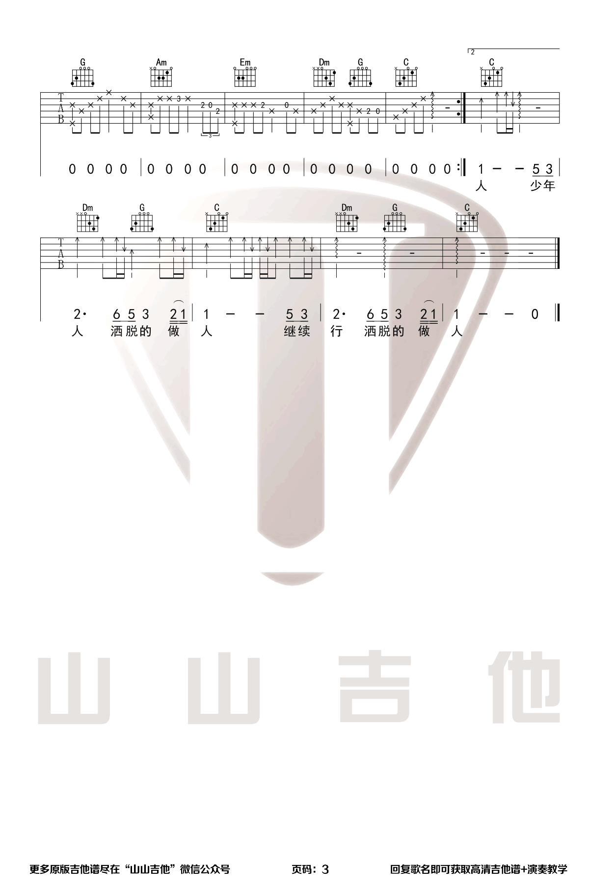 《沉默是金》吉他谱-张国荣-C调简单版弹唱谱-高清六线谱插图2