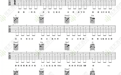 《龙卷风》吉他谱-周杰伦-C调简单版弹唱六线谱-高清图片谱