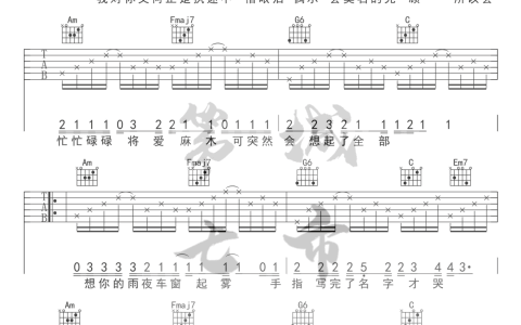 《执迷不悟》吉他谱-小乐哥-C调弹唱六线谱-高清图片谱