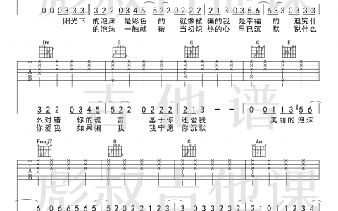 泡沫吉他谱-邓紫棋-《泡沫》C调原版弹唱谱-高清六线谱