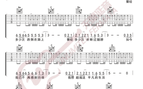 《怒放的生命》吉他谱-汪峰-C调弹唱六线谱-高清图片谱