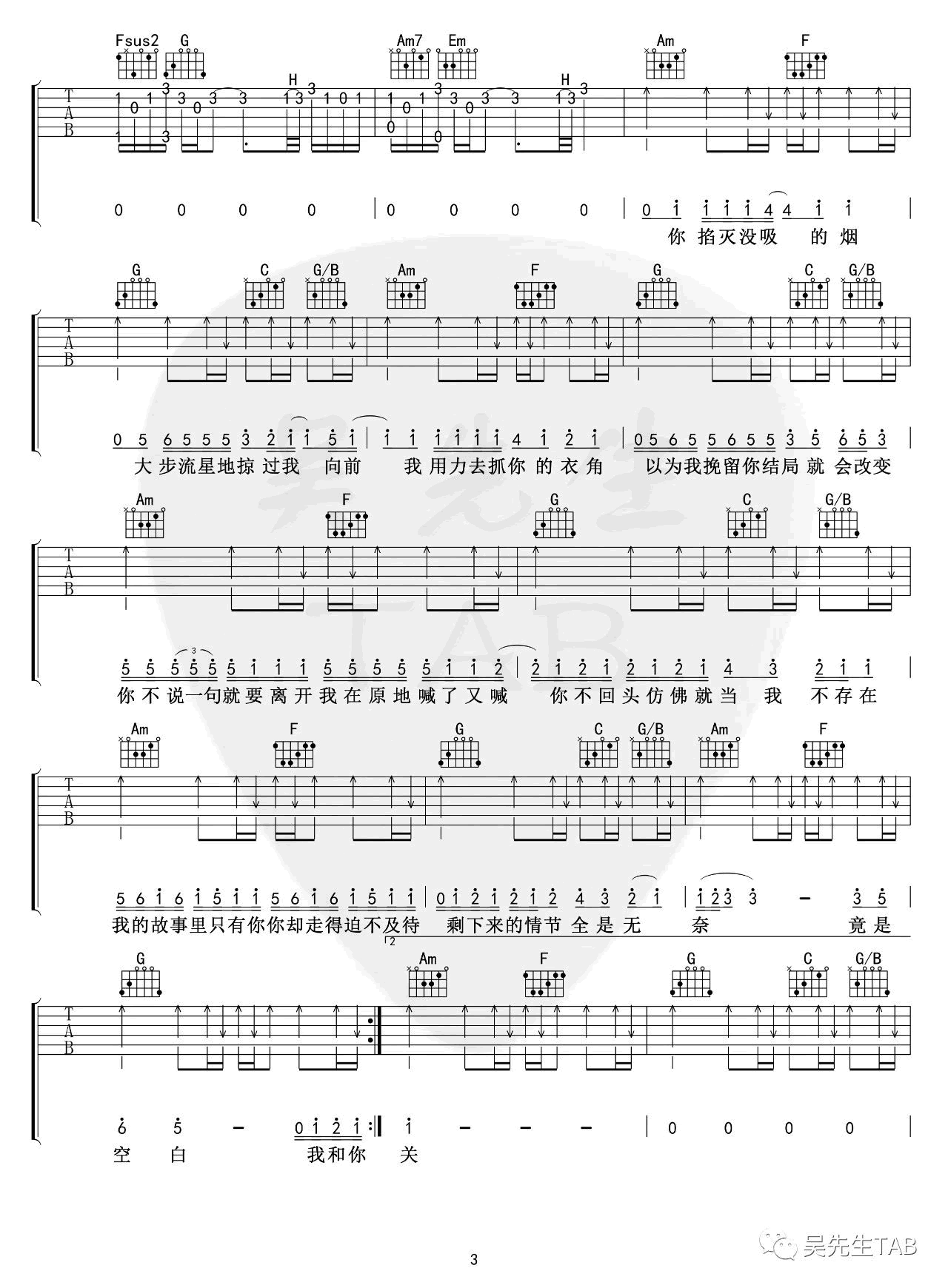《还是分开》吉他谱-张叶蕾-C调原版弹唱六线谱-高清图片谱插图4