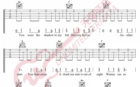 Faded吉他谱-Alan Walker-《Faded》C调弹唱六线谱-高清图片谱