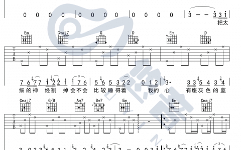 《魔鬼中的天使》吉他谱-田馥甄-C调原版六线谱-吉他弹唱教学