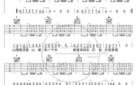 李荣浩《麻雀》吉他谱-C调简单版弹唱六线谱-高清图片谱