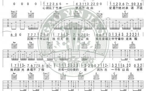 《一千年以后》吉他谱-林俊杰-C调简单版弹唱谱-高清六线谱缩略图