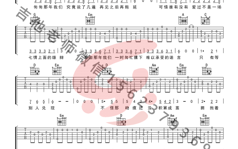 《匆匆那年》指弹吉他谱-王菲-简单版独奏六线谱-指弹吉他教学